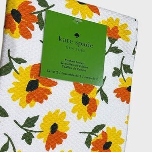 Kate Spade Kitchen Tea Dish Towels Floral Print NEW